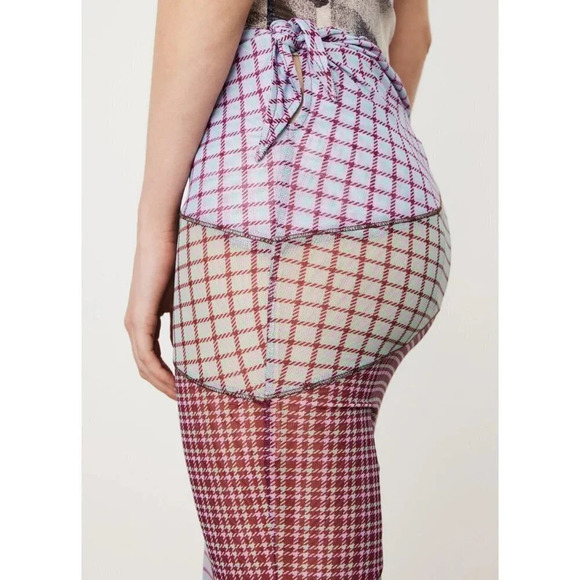 MIAOU Sienna Skirt in Bristol Plaid Small New Womens Sheer Midi Mesh - Picture 11 of 16